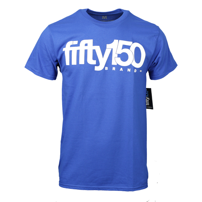 royal-blue-t-shirt-white-logo-fifty150-brand-chasing-dreams