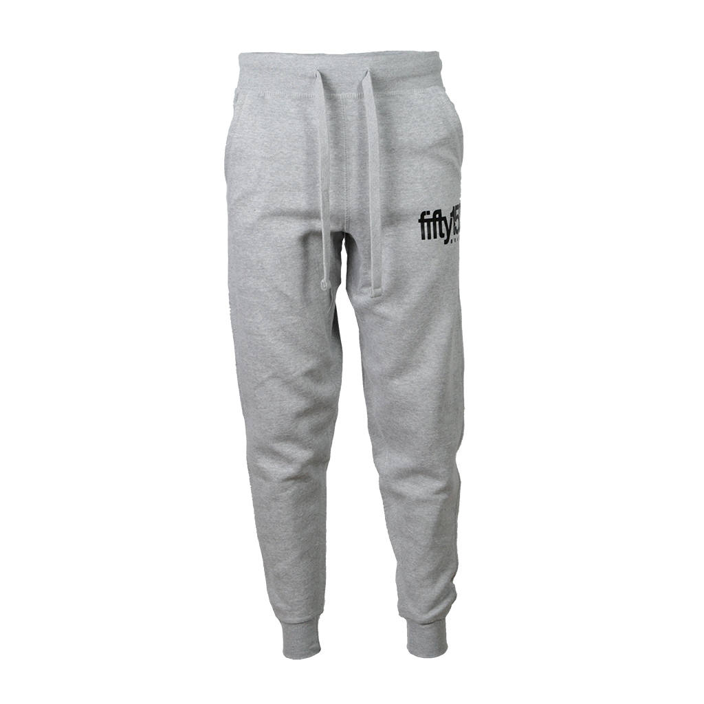 Heather Grey Sweat Fleece Pants (Small Black Logo) - Fifty150 Brand ...