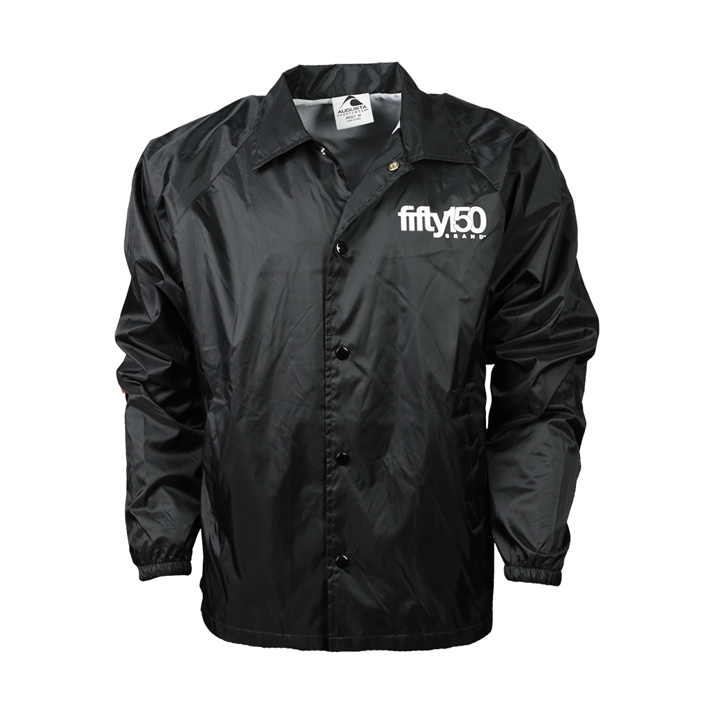 Black Coaches Button-Up Jacket (Small White Logo) - Fifty150 Brand ...