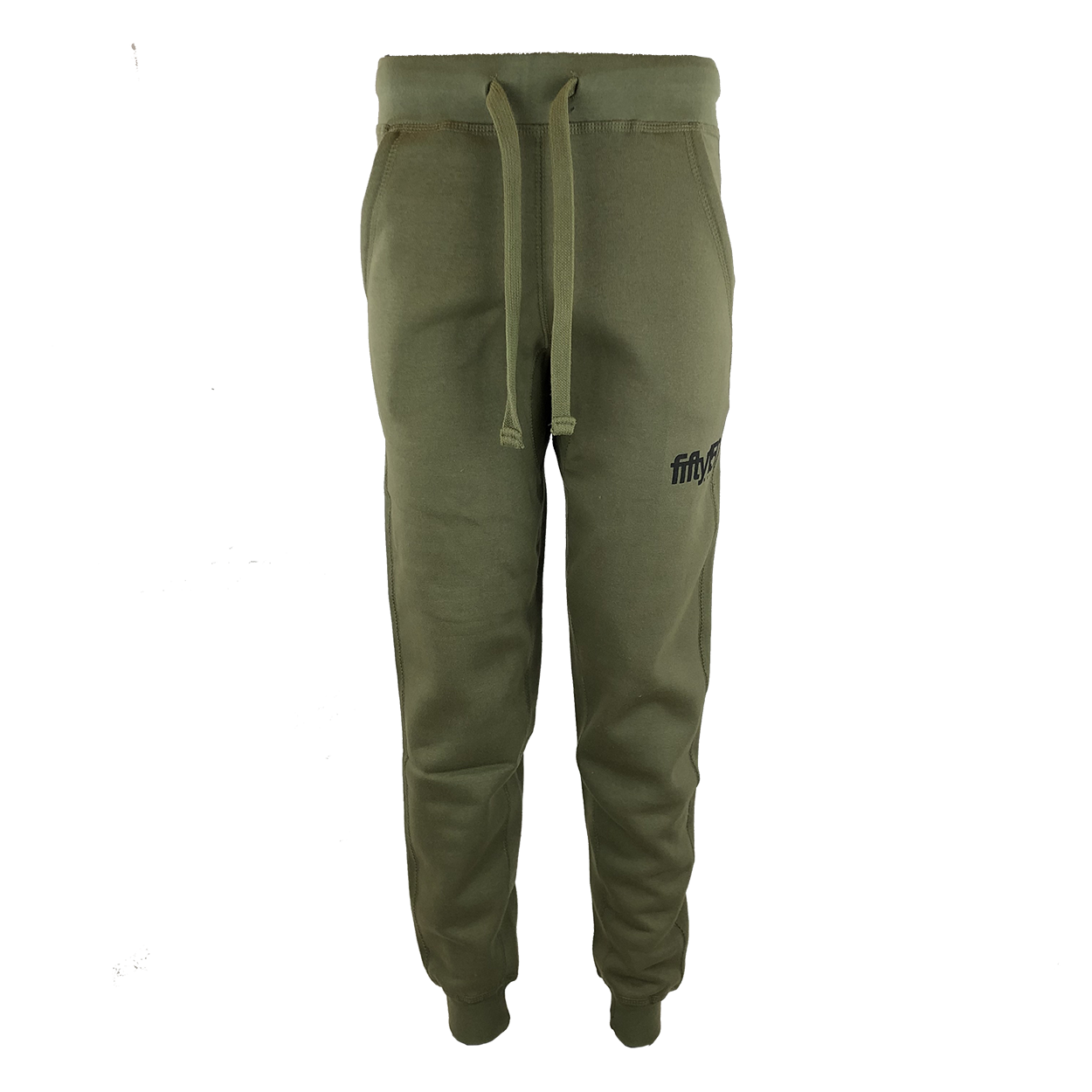 Army Green Sweat Fleece Pants (Small Black Logo) - Fifty150 Brand